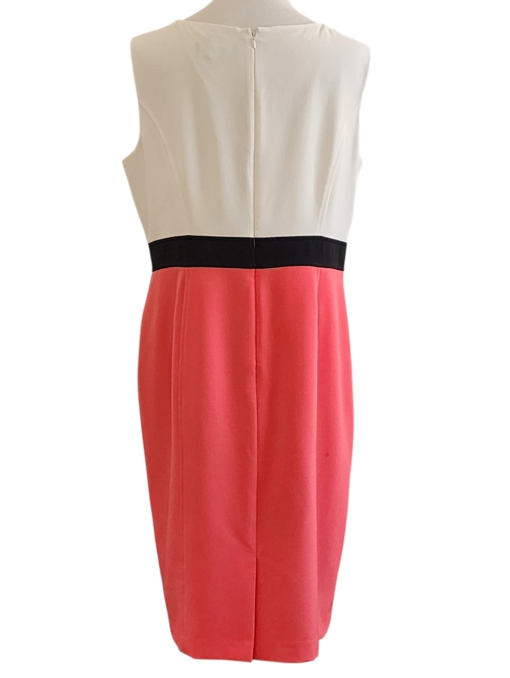 Evan Picone Black Label coral, cream & black colorblock midi dress size 16 - Picture 4 of 16